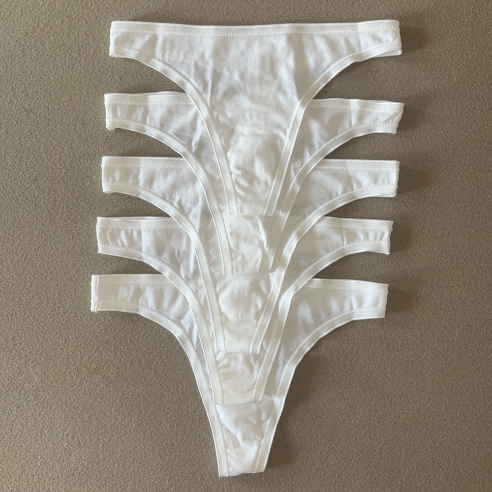 NWT Lot 5 Gap Body GapBody White Thongs Underwear Panty Stretch Cotton M Medium